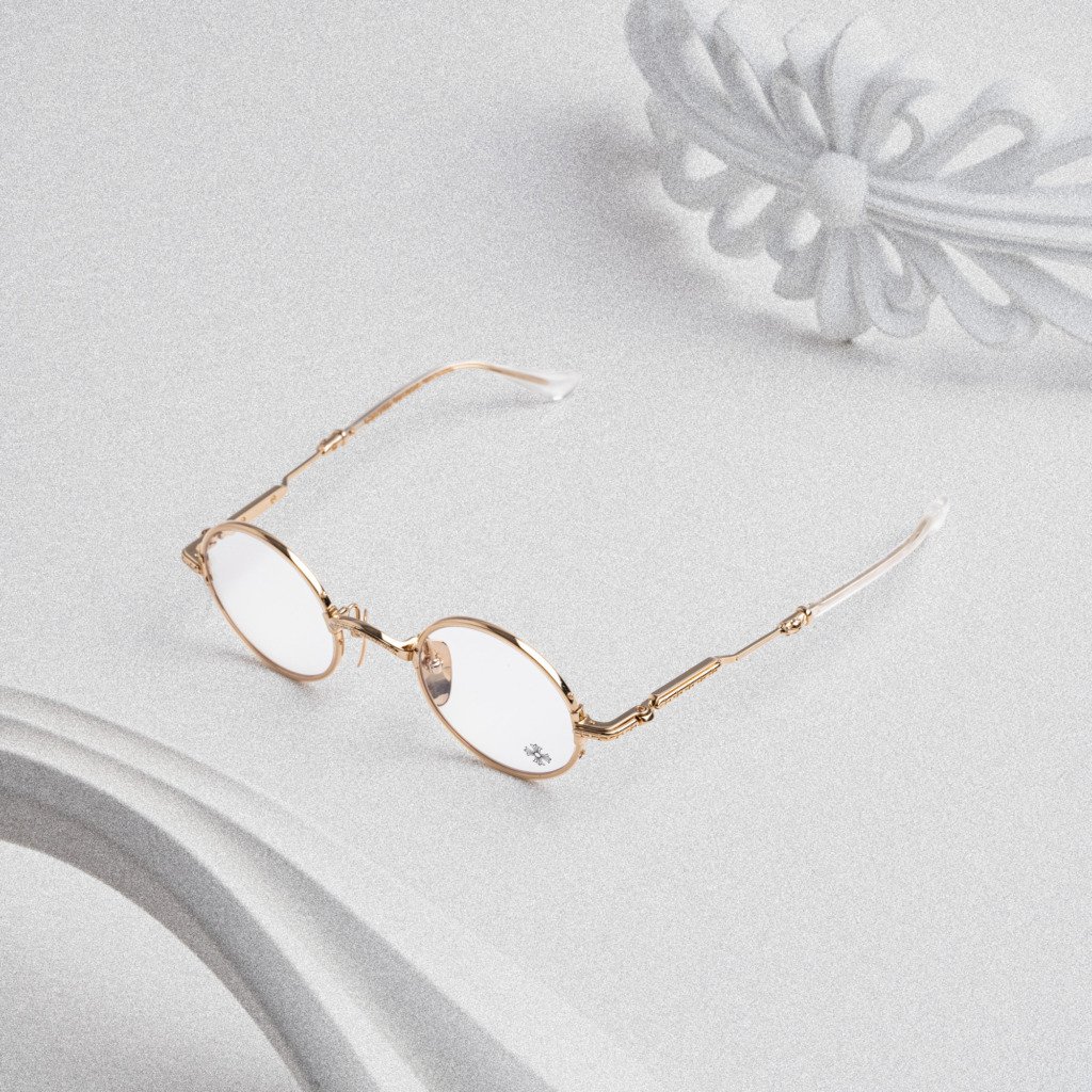 CHROME HEARTS EDITH F. CRYSTAL/GOLD PLATED