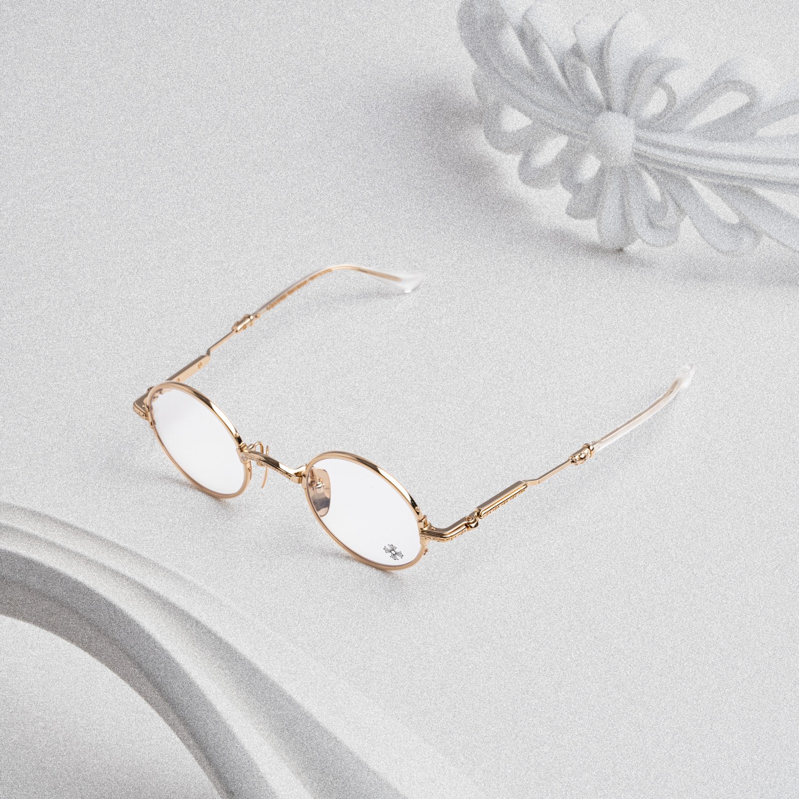 CHROME HEARTS EDITH F. CRYSTAL/GOLD PLATED