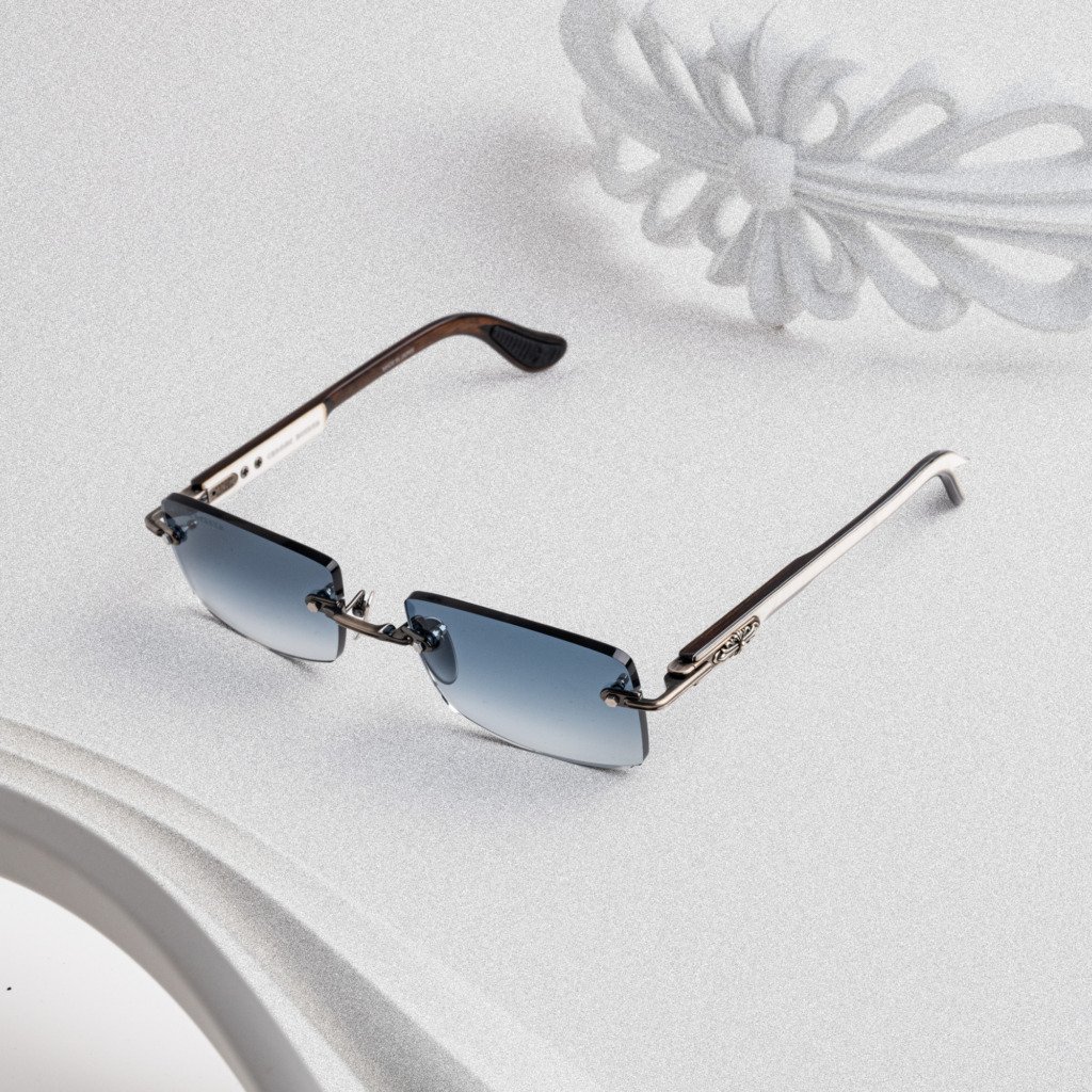 CHROME HEARTS DEEP II ANTIQUE SILVER – WHITE EBONY WOOD PIANO VARNISH SUNGLASSES – 57-21-141 (1)