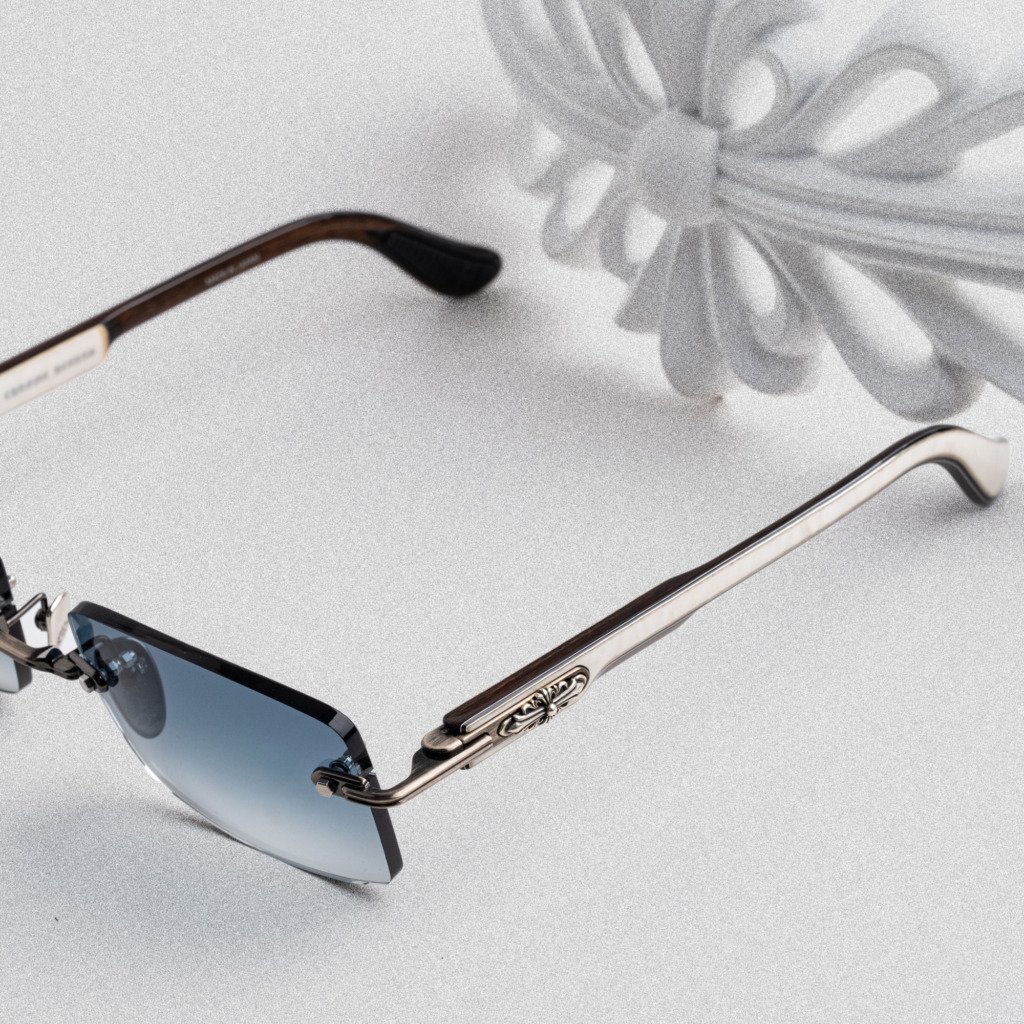 CHROME HEARTS DEEP II ANTIQUE SILVER – WHITE EBONY WOOD PIANO VARNISH SUNGLASSES – 57-21-141 (2)