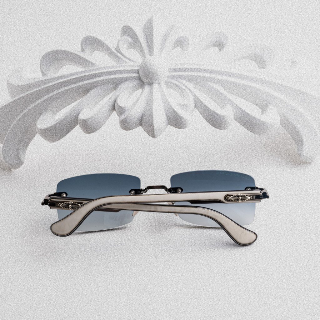 CHROME HEARTS DEEP II ANTIQUE SILVER – WHITE EBONY WOOD PIANO VARNISH SUNGLASSES – 57-21-141 (3)