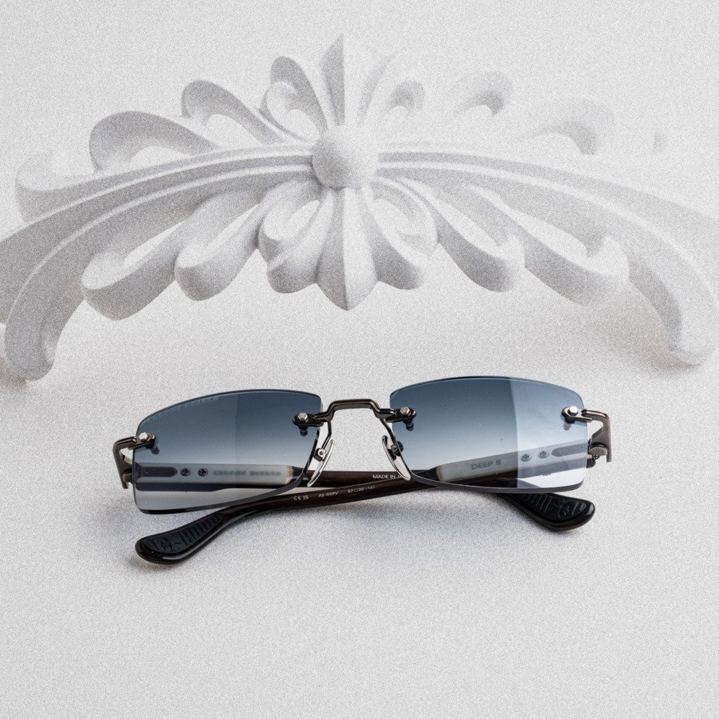 CHROME HEARTS DEEP II ANTIQUE SILVER – WHITE EBONY WOOD PIANO VARNISH SUNGLASSES – 57-21-141 (4)