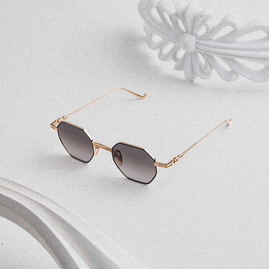 CHROME HEARTS EVACULATION MATTE BLACK-GOLD PLATED – 44-22-133 (1)