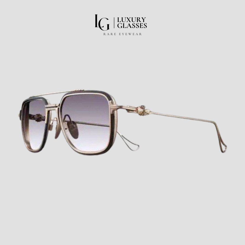 CHROME HEARTS HUMPSTER MATTE BLACK – GOLD PLATED – 55-20-147 (1)