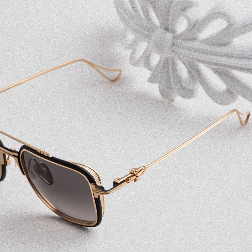 CHROME HEARTS HUMPSTER MATTE BLACK – GOLD PLATED – 55-20-147 (2)