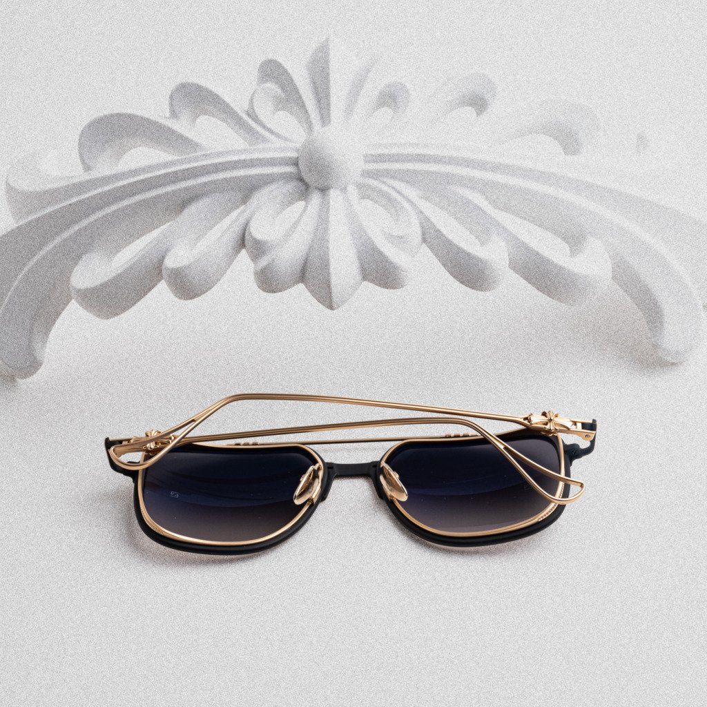 CHROME HEARTS HUMPSTER MATTE BLACK – GOLD PLATED – 55-20-147 (3)