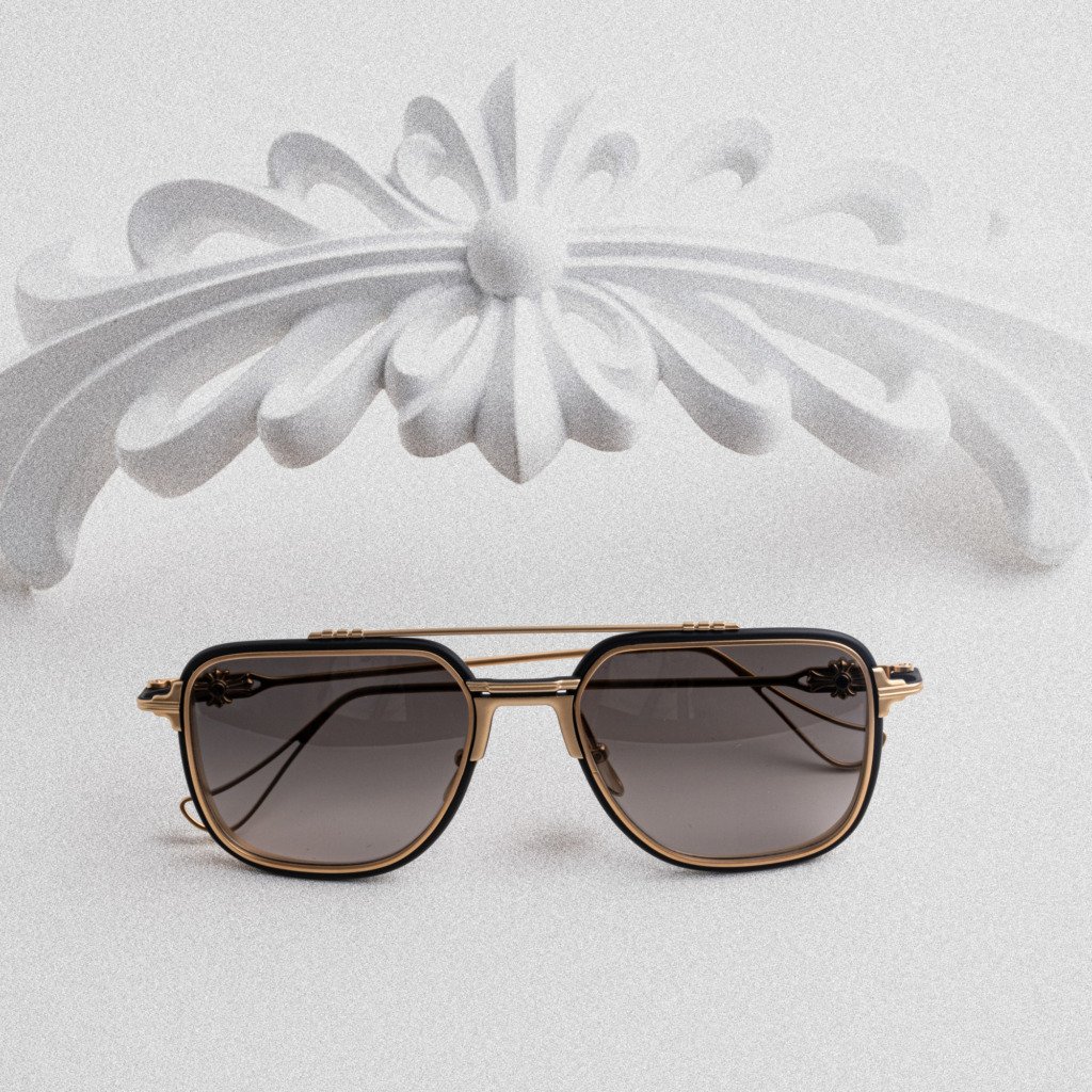 CHROME HEARTS HUMPSTER MATTE BLACK – GOLD PLATED – 55-20-147 (4)