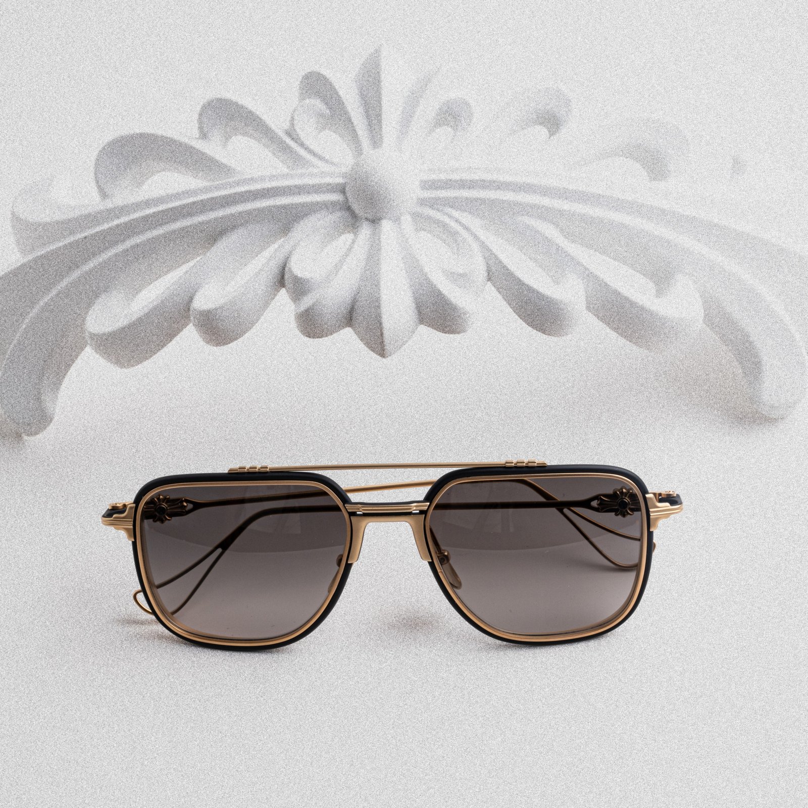 CHROME HEARTS HUMPSTER MATTE BLACK – GOLD PLATED – 55-20-147 (4)