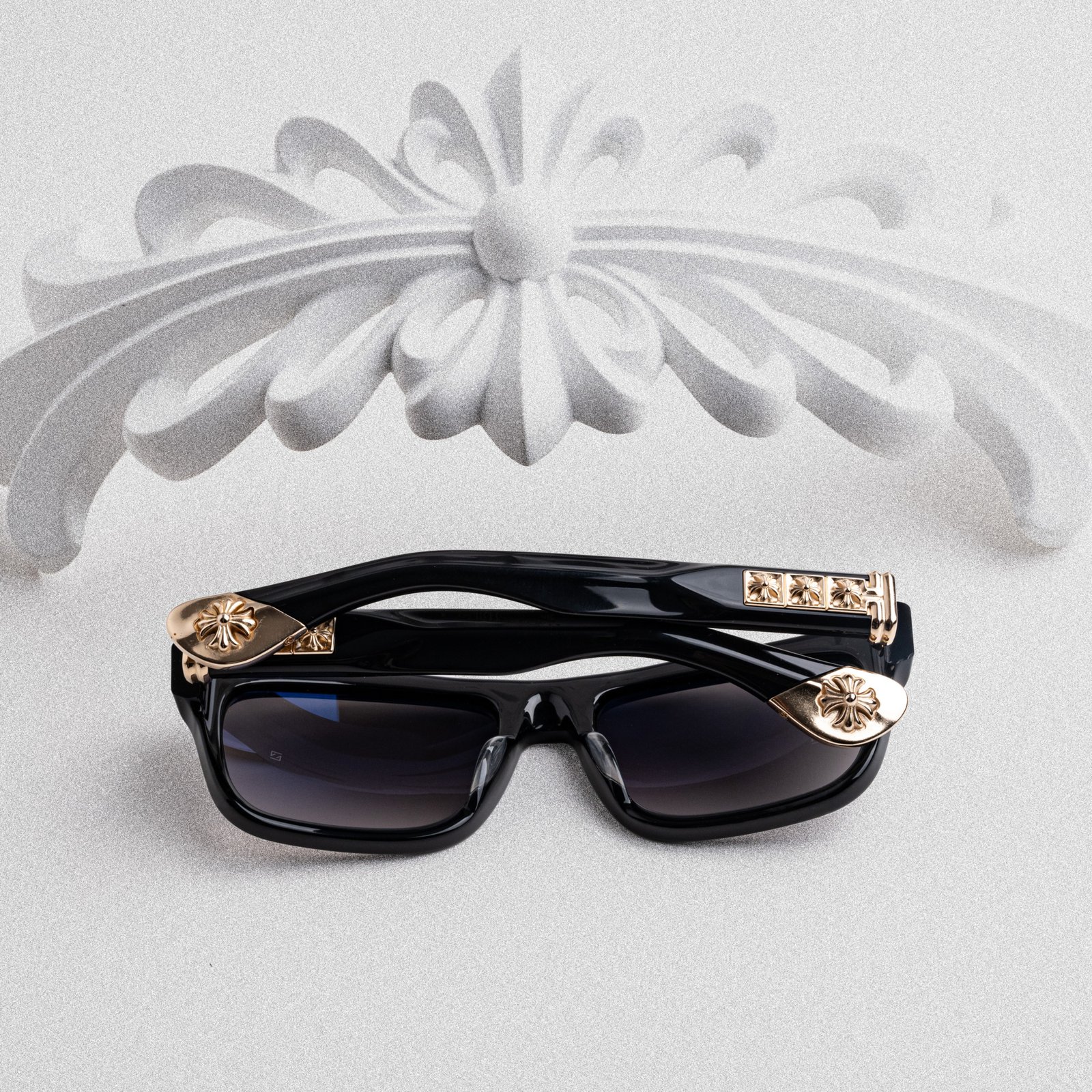 CHROME HEARTS SLUSS BUSSIN II BLACK-18KGP DARK GRAY GRADIENT – 57-19-148 (3)