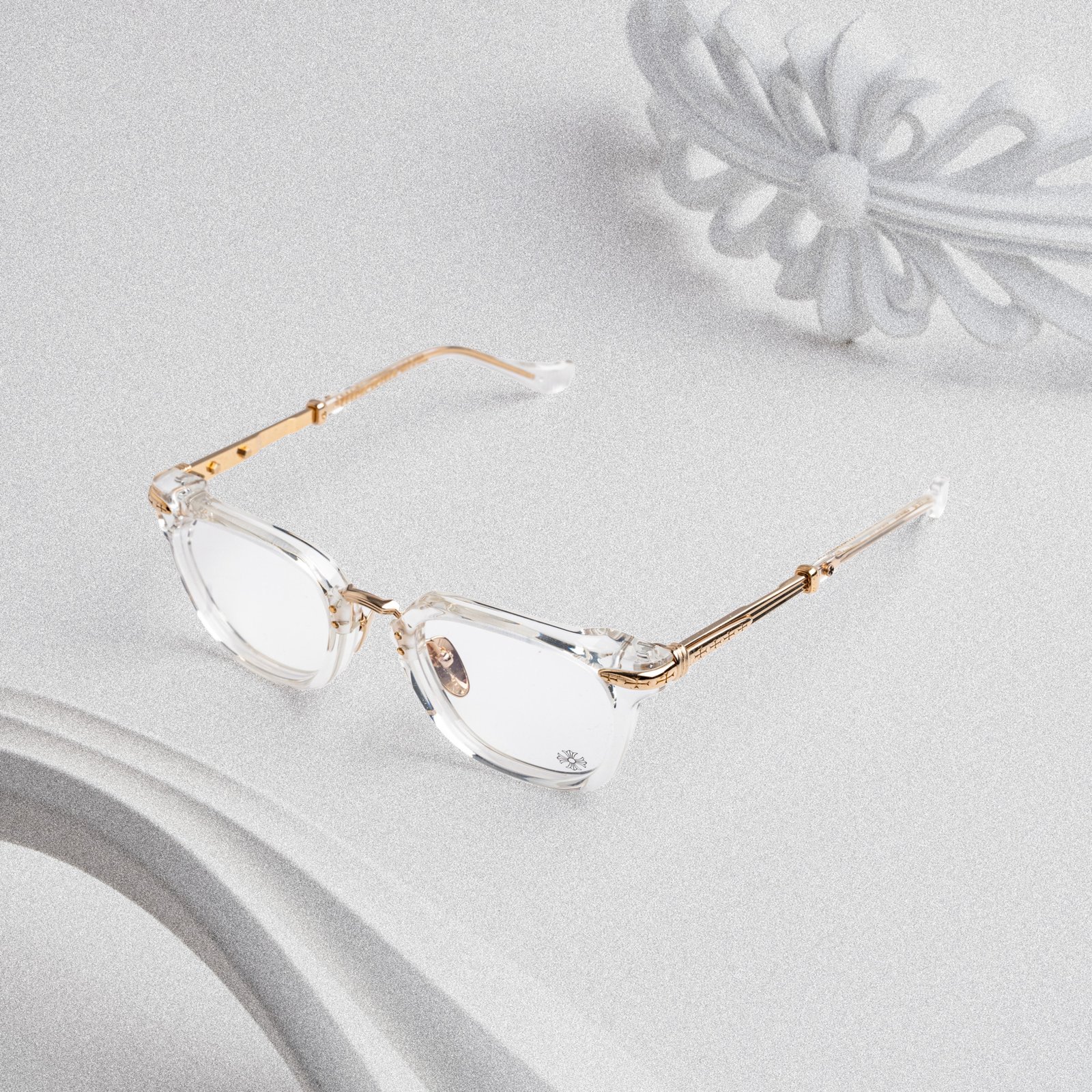 CHROME HEARTS TITANASLUVR CRYSTAL/GOLD PLATED