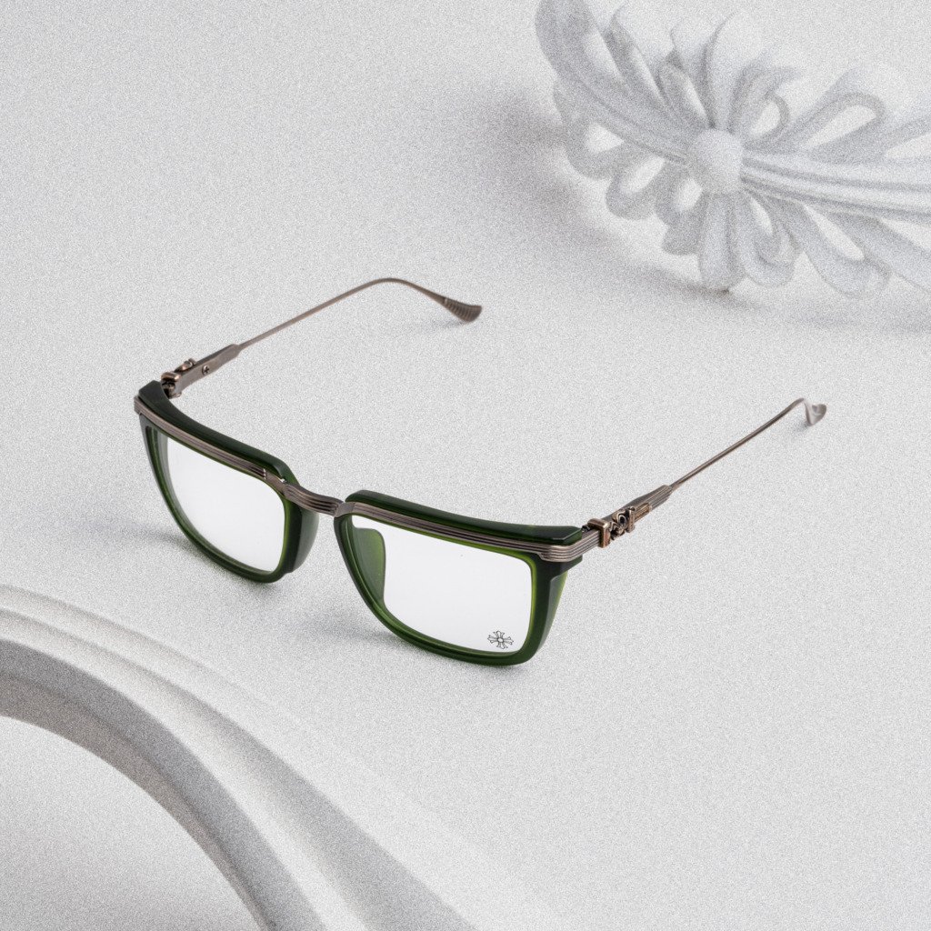 CHROME HEARTS TRYDIXAGAIN MATTE DARK OLIVE-ANTIQUE SILVER – 55-18-145 (1)