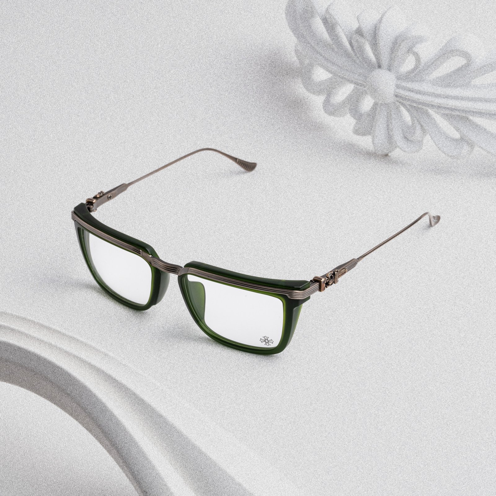 CHROME HEARTS TRYDIXAGAIN MATTE DARK OLIVE/ANTIQUE SILVER