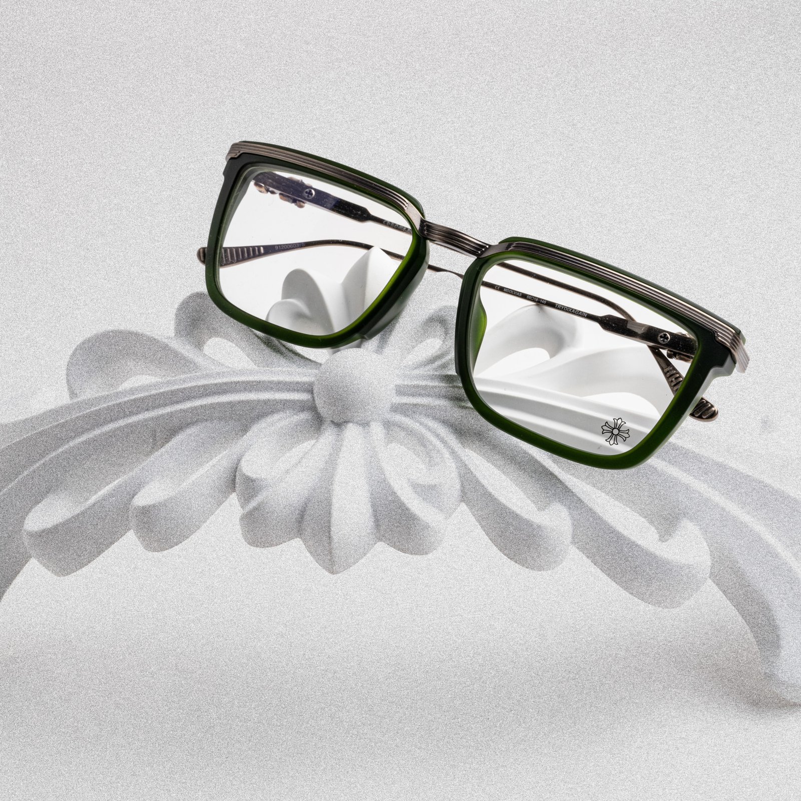 CHROME HEARTS TRYDIXAGAIN MATTE DARK OLIVE-ANTIQUE SILVER – 55-18-145 (4)