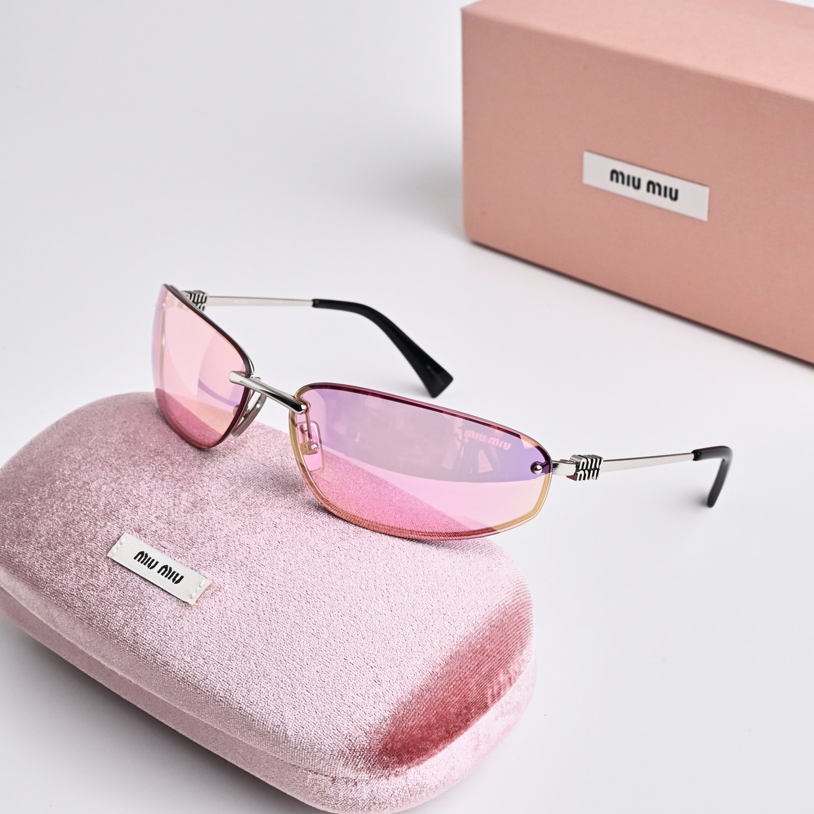 MIU MIU MU A50S 1BC70J SILVER PINK MIRROR