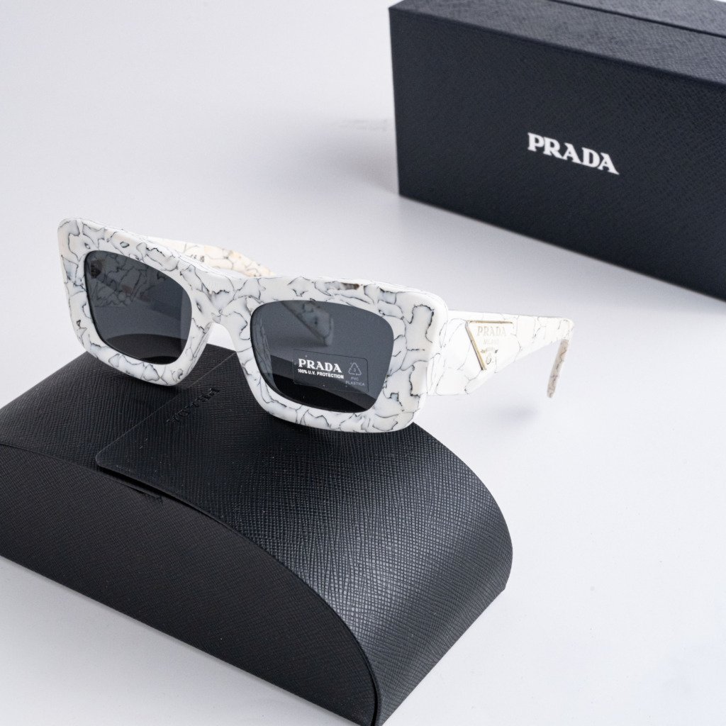 PRADA PR 13ZS 17D5S0 MATTE WHITE MARBLE DARK GREY – 50-21-140 (1)