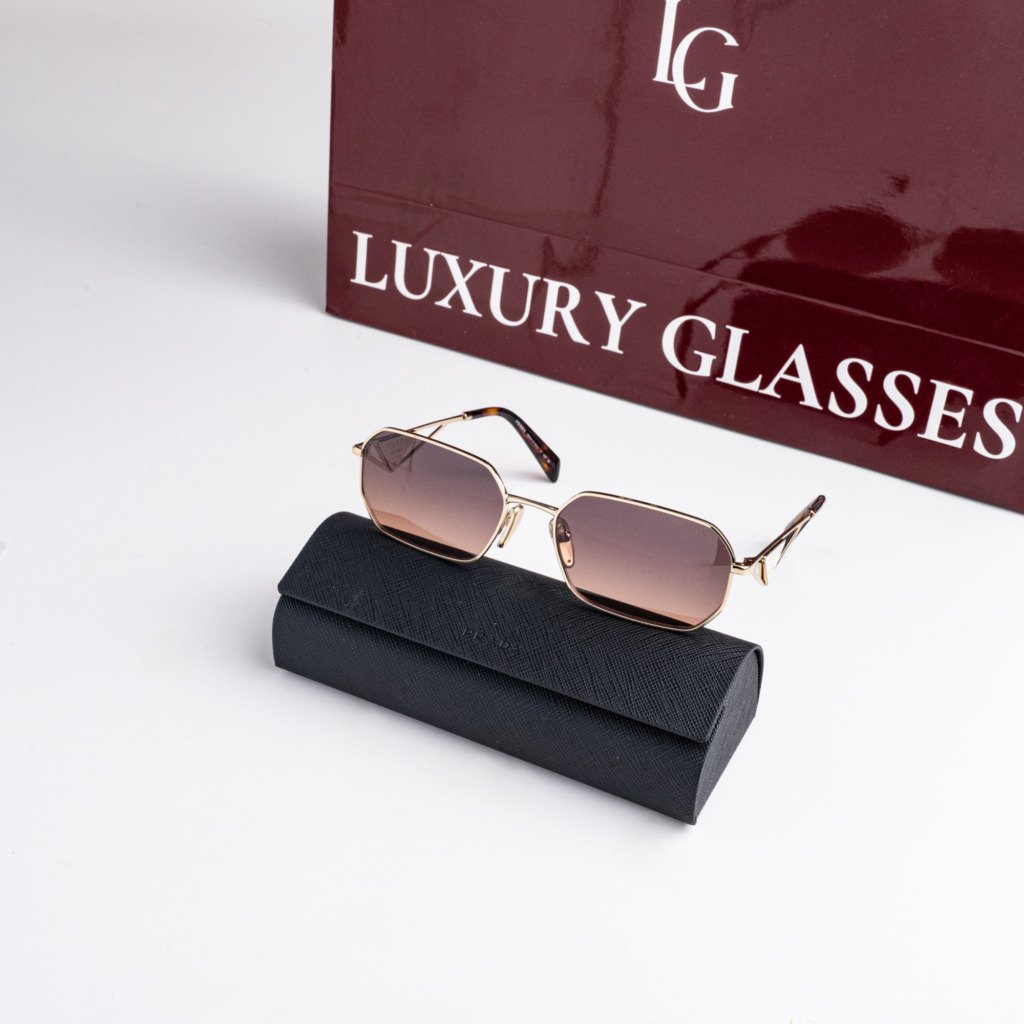 PRADA PR A51S ZVN50C PALE GOLD BROWN GRADIENT GREY – 58-17-140 (1)