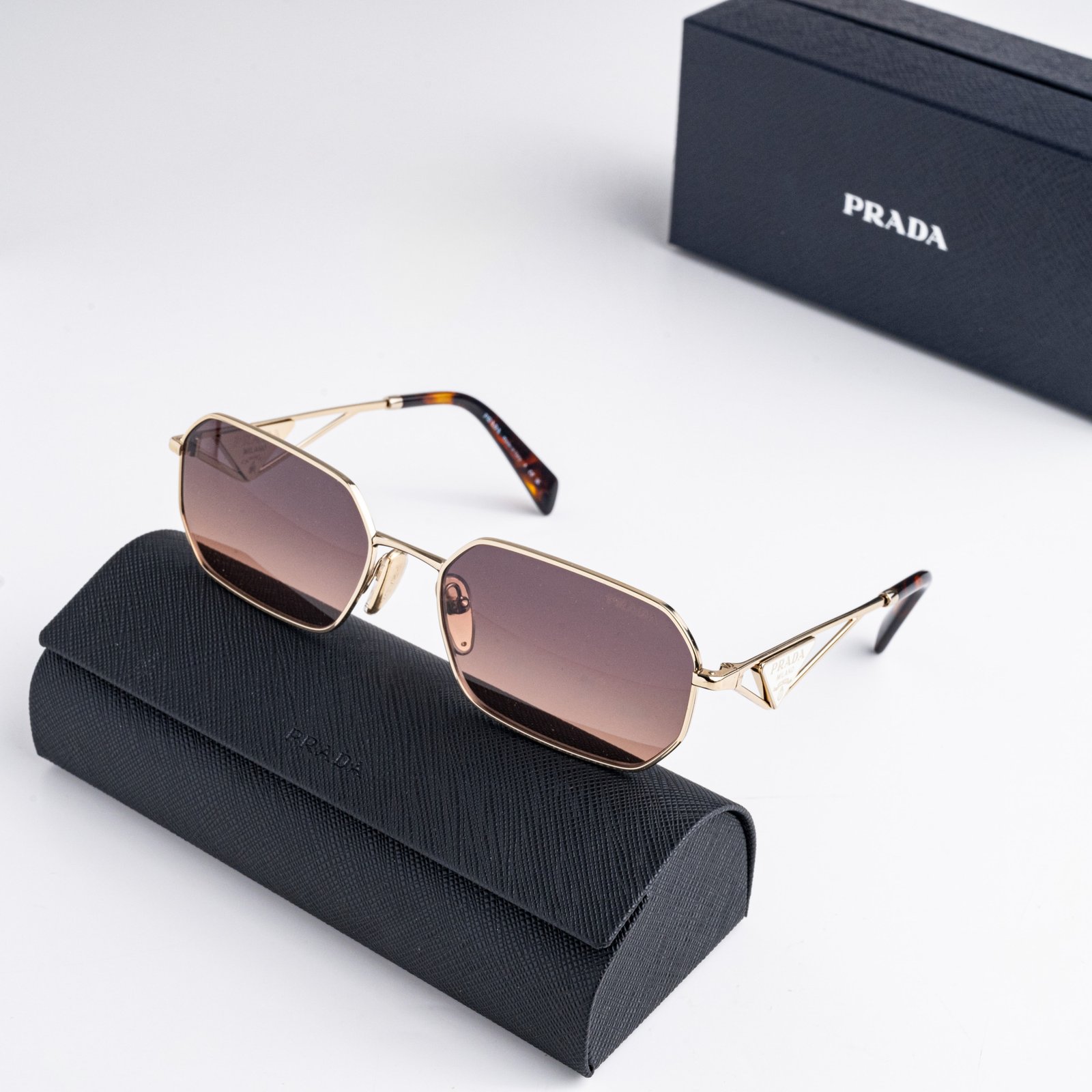 PRADA PR A51S ZVN50C PALE GOLD BROWN GRADIENT GREY – 58-17-140 (2)