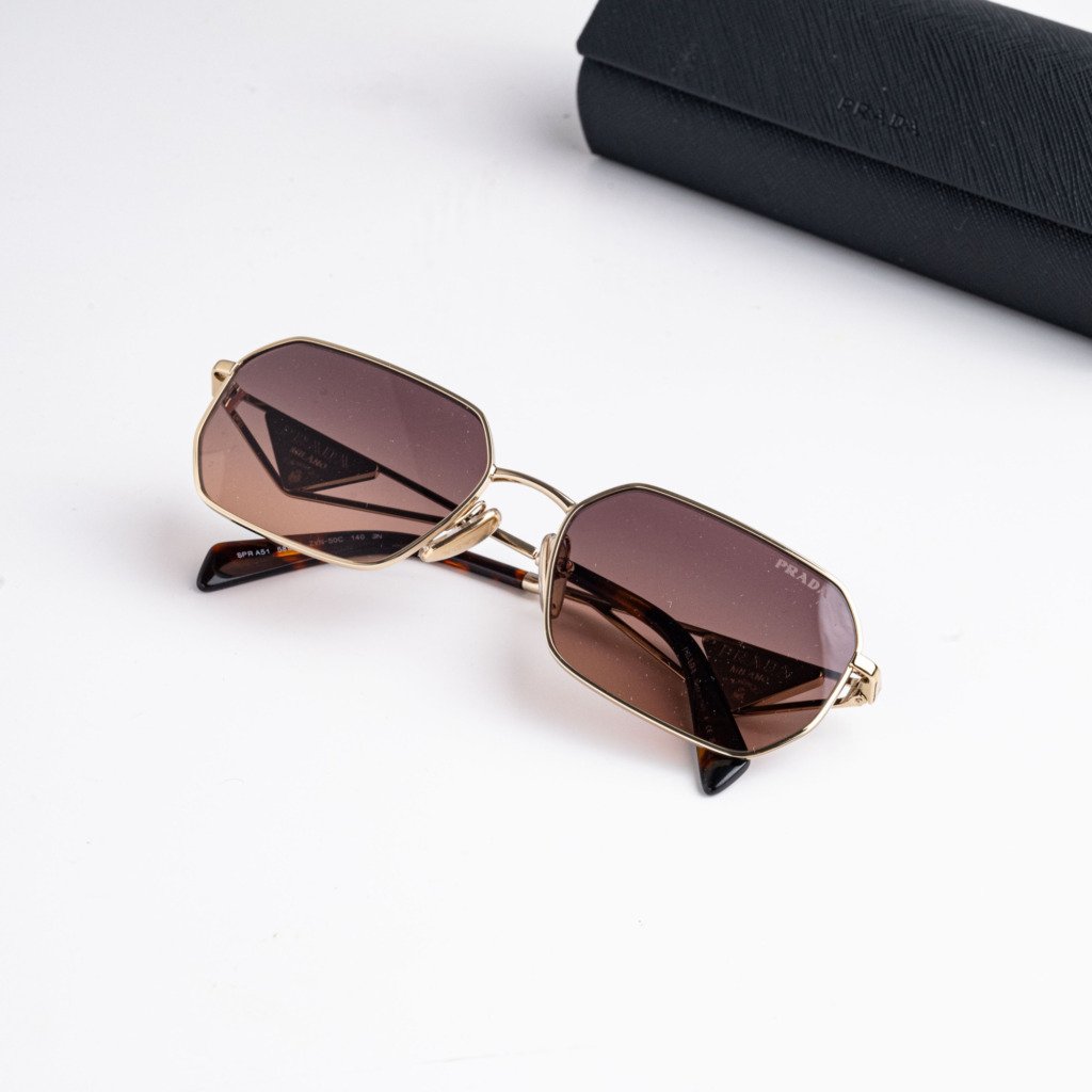 PRADA PR A51S ZVN50C PALE GOLD BROWN GRADIENT GREY – 58-17-140 (3)