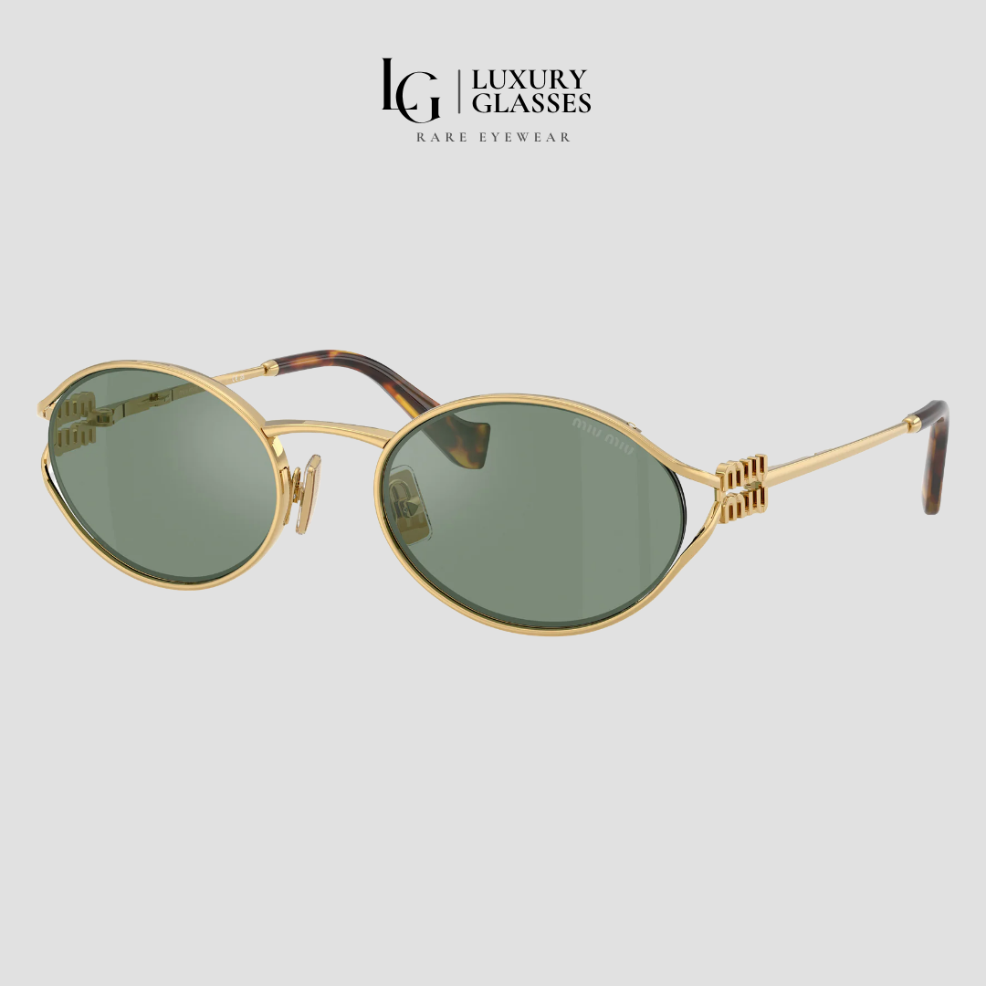MIU MIU MU 52YS 5AK04M GOLD GREEN MIRROR INTERNAL SILVER